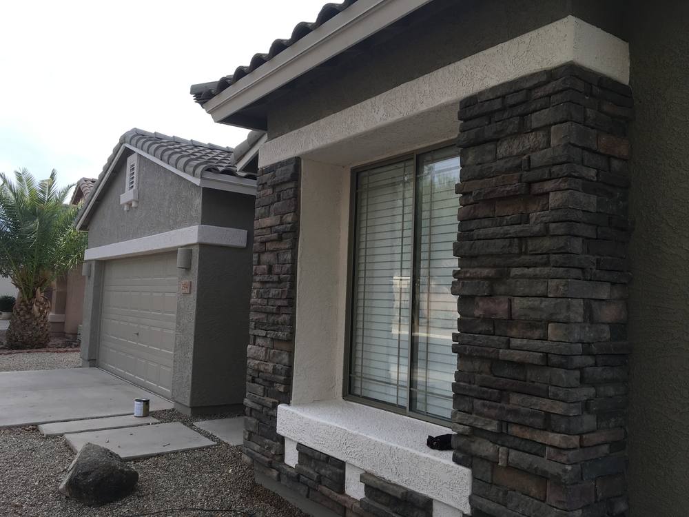 Exterior stone and trim detail